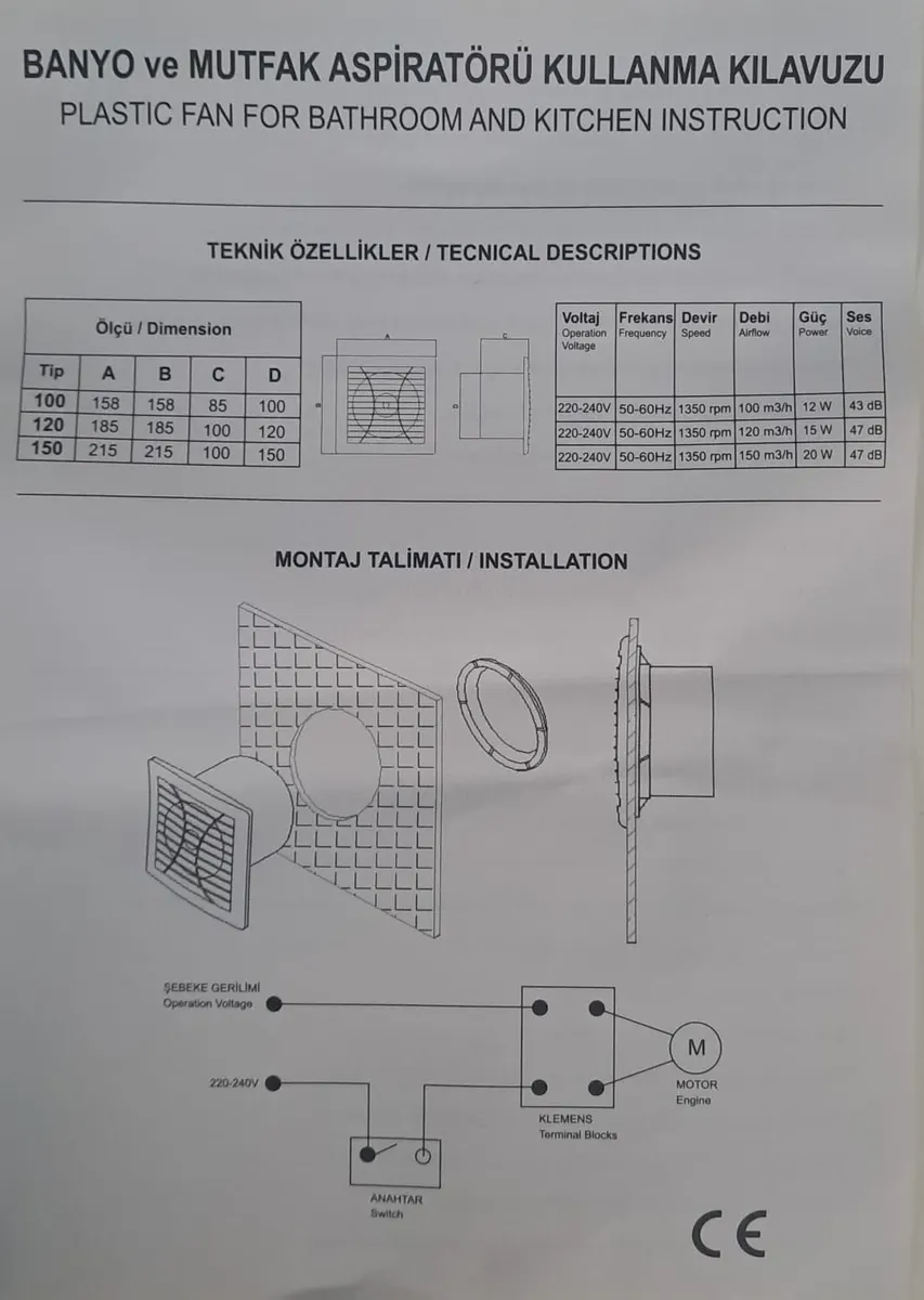 Radelsan Havalandırma FANI / Banyo VE Tuvalet Aspiratörü 100 LÜK 7