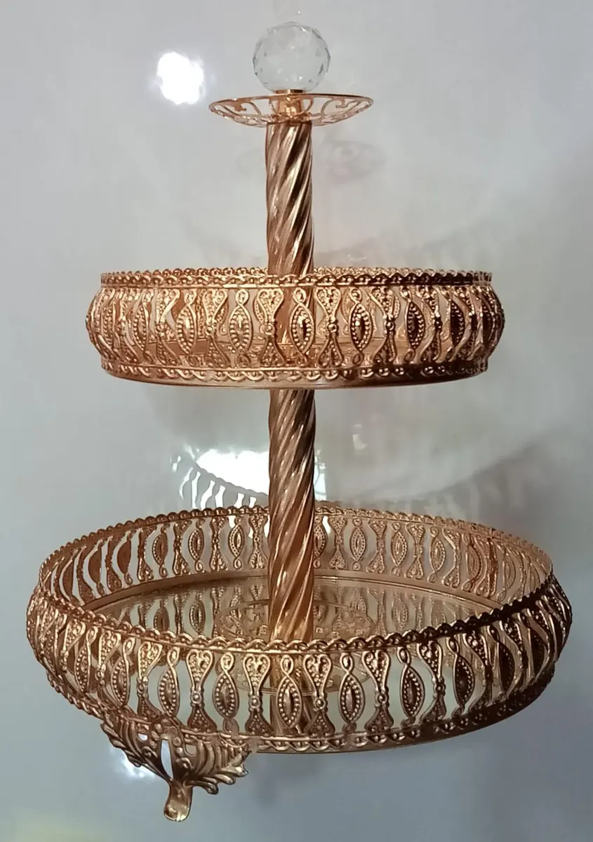 2X-005 Metal İKİ Katlı Sunumluk - Şekerlik - İkramlık
