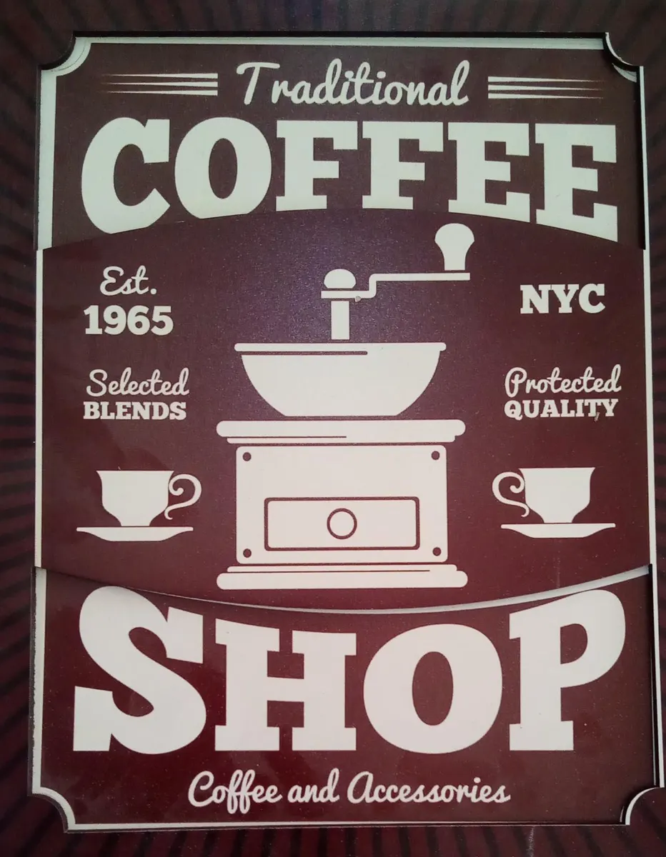 AHŞAP DUVAR SÜSÜ - COFFEE SHOP - 20 x 25 cm