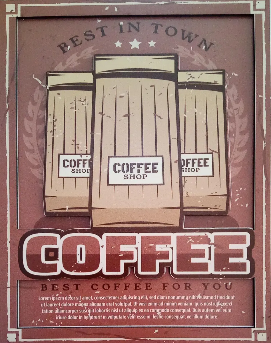 AHŞAP DUVAR SÜSÜ - COFFEE BEST IN TOWN - 20 x 25 cm