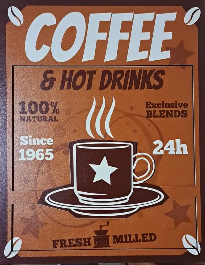 AHŞAP DUVAR SÜSÜ - COFFEE FRESH MILLED - 20 x 25 cm