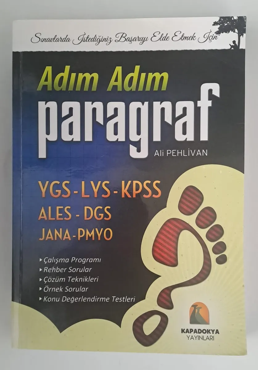 Kapadokya Yayınları YGS - LYS - KPSS - ALES - DGS - JANA - PMYO ADIM ADIM Paragraf ALİ Pehlivan ( 2.EL )