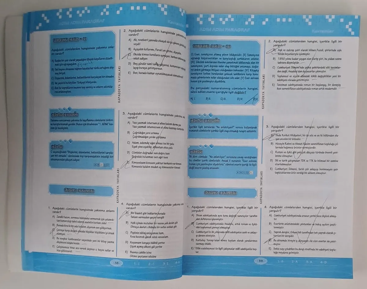 Kapadokya Yayınları YGS - LYS - KPSS - ALES - DGS - JANA - PMYO ADIM ADIM Paragraf ALİ Pehlivan ( 2.EL ) 2