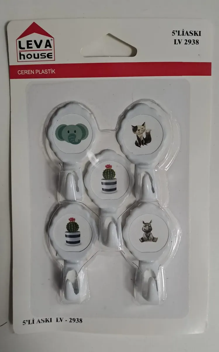 LEVA Yapışkanlı ASKI 5 Lİ Hanger Lv-2938 ( Karışık Desen )