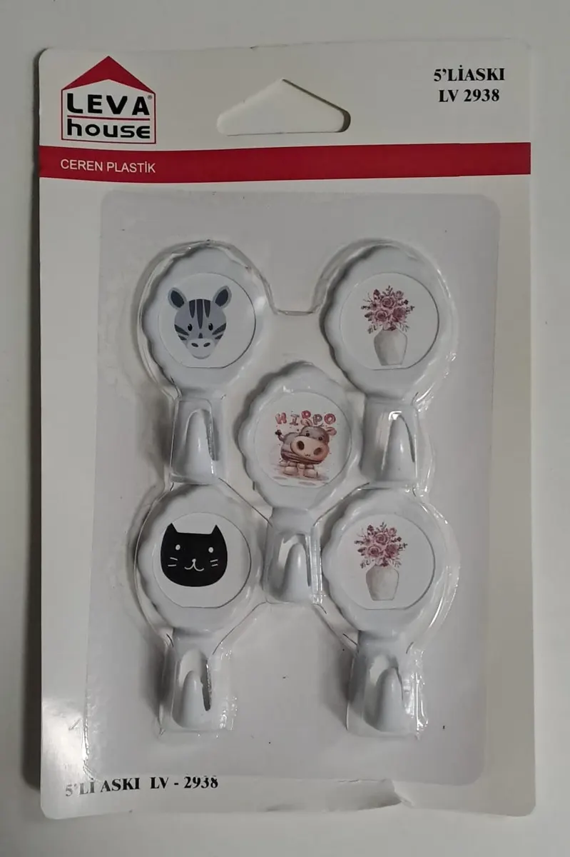 LEVA Yapışkanlı ASKI 5 Lİ Hanger Lv-2938 ( Karışık Desen ) 2