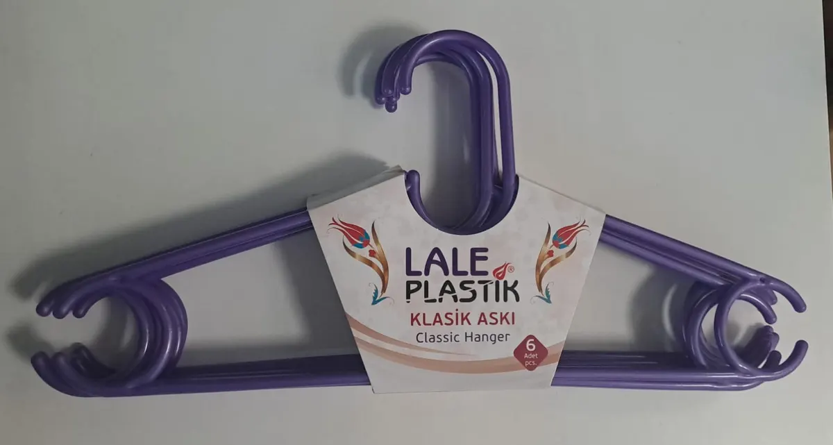 LALE Plastik Elbise Askısı Klasik 6 LI Karışık Renkli