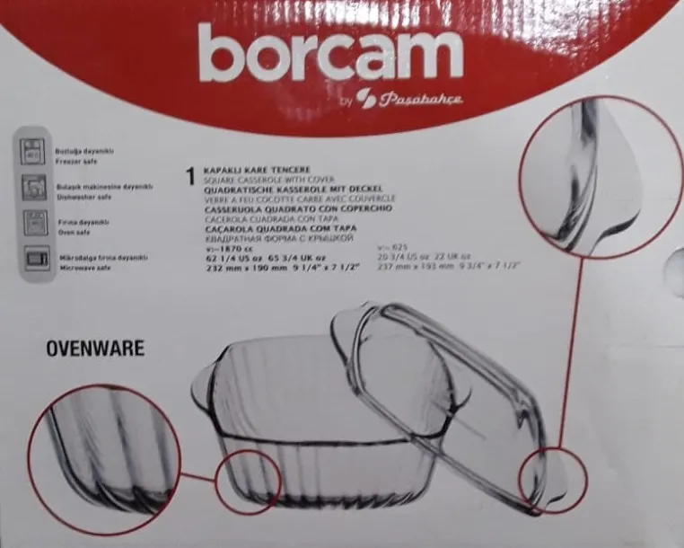 Borcam Kapaklı KARE Tencere 59029 Paşabahçe 2