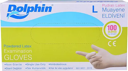 Dolphin Lateks Muayene Eldiveni Pudralı L Beden