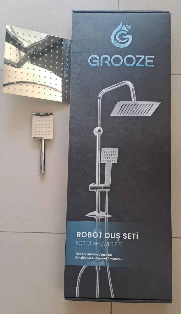 Grooze Robot DUŞ SETİ - FLAT DUŞ SETİ - VEGA - 304 KROM Metal TEPE VE EL DUŞU 3