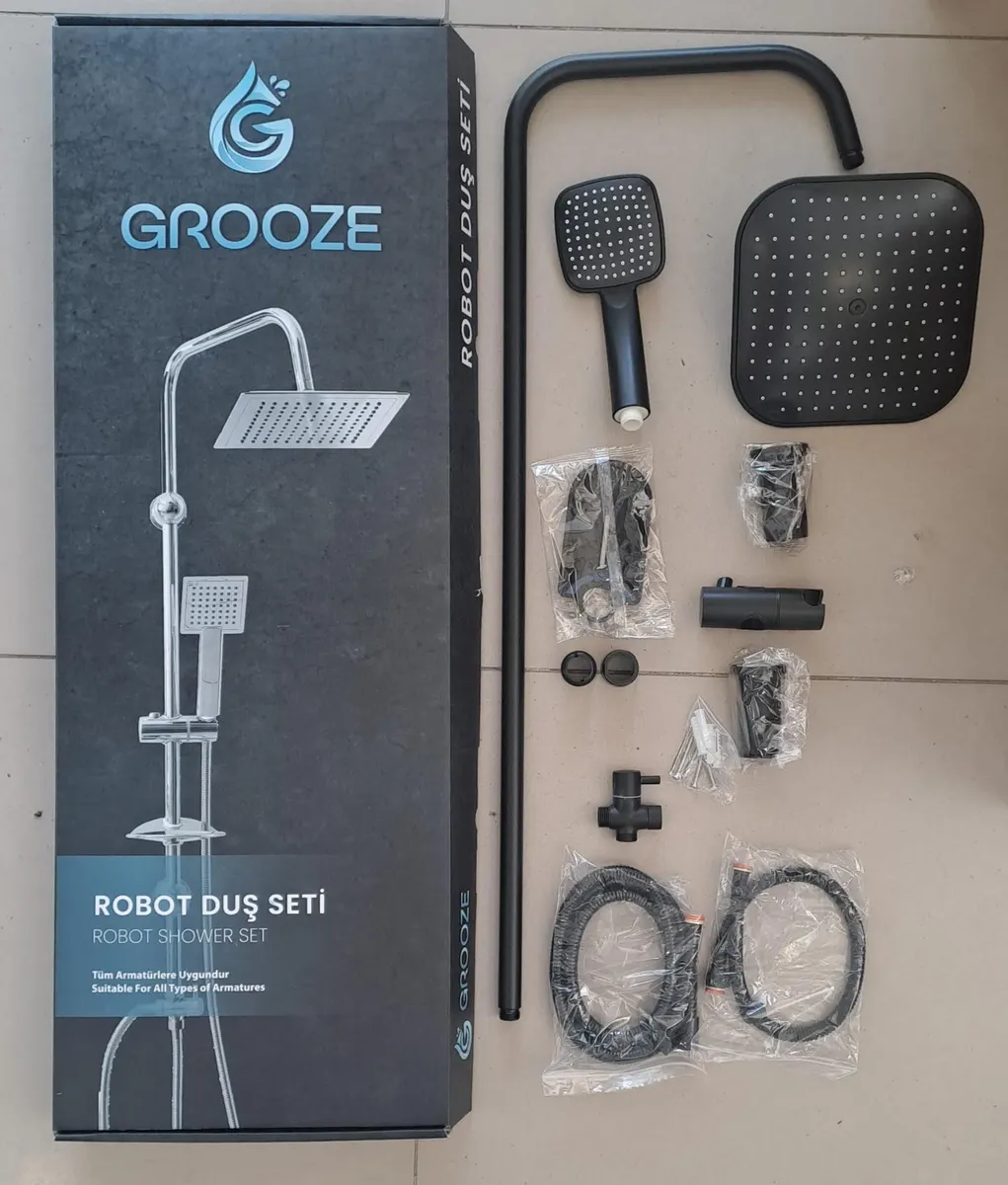 Grooze Robot DUŞ SETİ - FLAT DUŞ SETİ - Siyah - Komple Siyah
