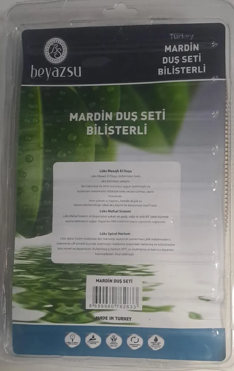 Beyazsu Mafsallı LÜX DUŞ SETİ - DUŞ Takımı - Mardin - Blister Ambalaj