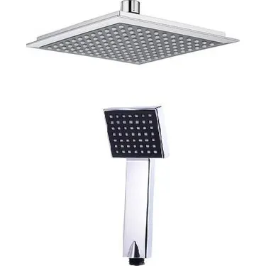 FLAT DUŞ BAŞLIĞI - TEPE DUŞ + EL DUŞU - KARE ( KROM - SİYAH ) - ( 20 x 20 )
