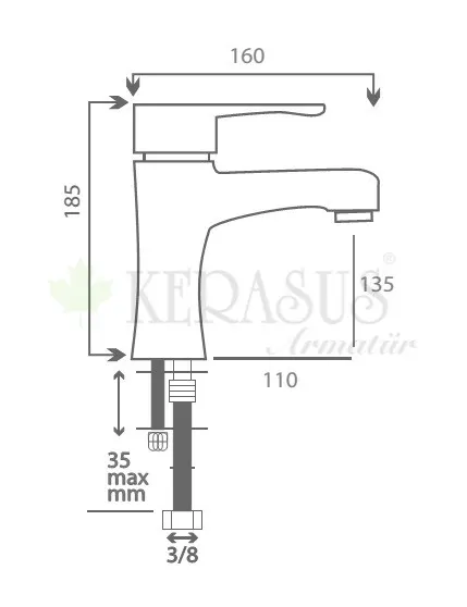 Kerasus Space Serisi - MİX Lavabo Bataryası 40Ø MAVİ 2