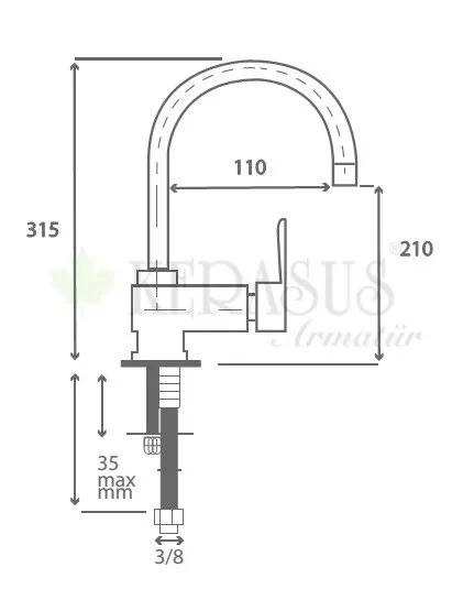 Kerasus Space Serisi - MİX KUĞU Lavabo Bataryası 40Ø 2