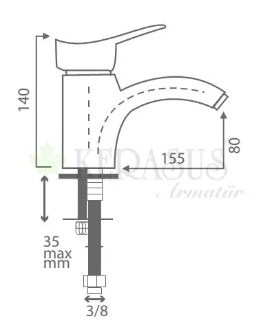 Kerasus MOON Serisi - MİX Lavabo Bataryası 40Ø 2