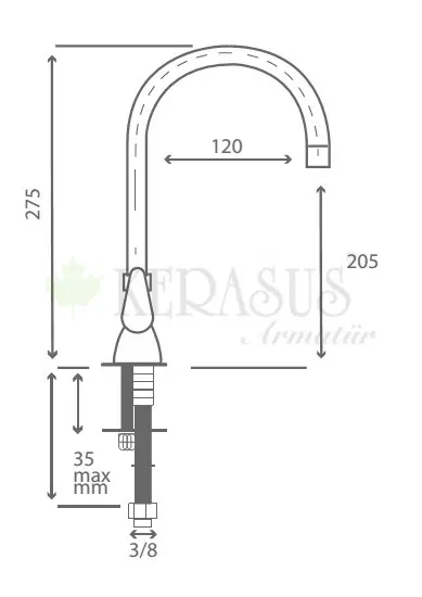 Kerasus MOON Serisi - MİX KUĞU Lavabo Bataryası 40Ø 2