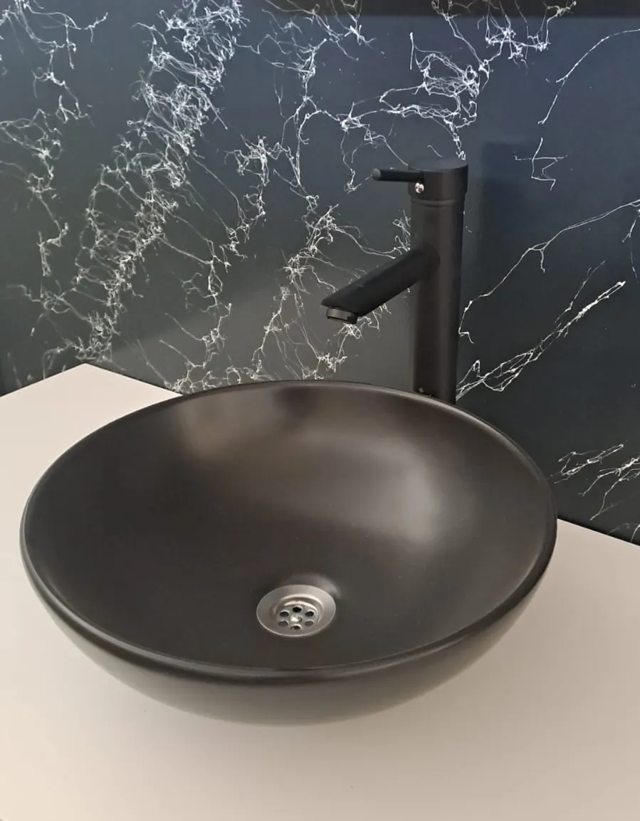 KERASUS PLATİNUM SERİSİ - ÇANAK LAVABO BATARYASI - 15 cm GAGALI - MAT SİYAH 4
