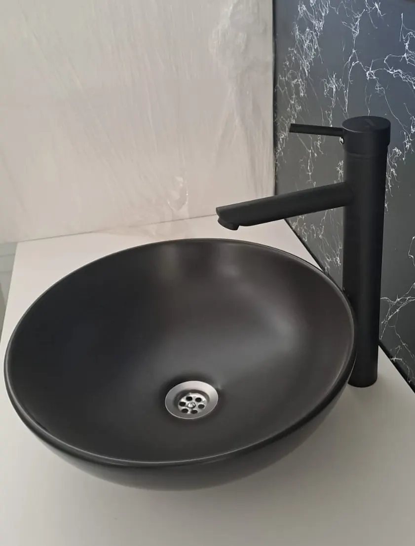 KERASUS PLATİNUM SERİSİ - ÇANAK LAVABO BATARYASI - 15 cm GAGALI - MAT SİYAH 3