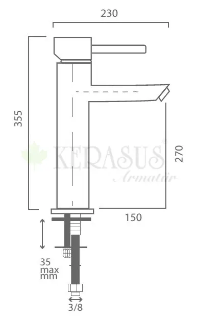 KERASUS PLATİNUM SERİSİ - ÇANAK LAVABO BATARYASI - 15 cm GAGALI - MAT SİYAH 2
