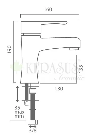 Kerasus Elvin Serisi - MİX Lavabo Bataryası 35Ø Antrasit GRİ 2