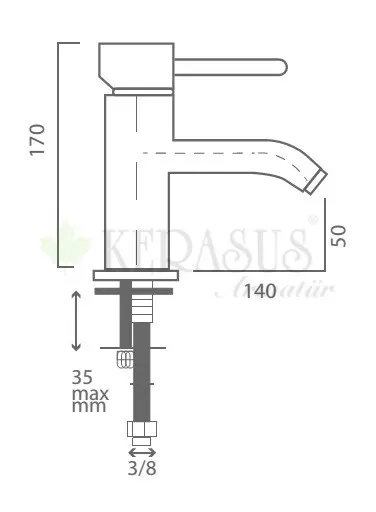 Kerasus RUBY Serisi - MİX Lavabo Bataryası MAT Siyah 35Ø 2