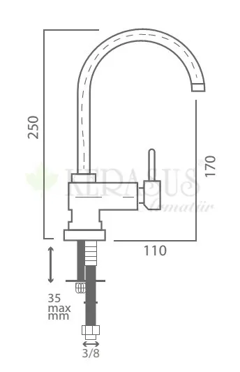 Kerasus RUBY Serisi - MİX KUĞU Lavabo Bataryası 35Ø 2