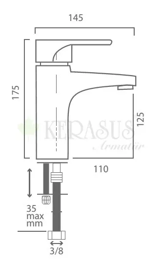 Kerasus Cosmos Serisi - MİX Lavabo Bataryası 35Ø MAT Siyah 2