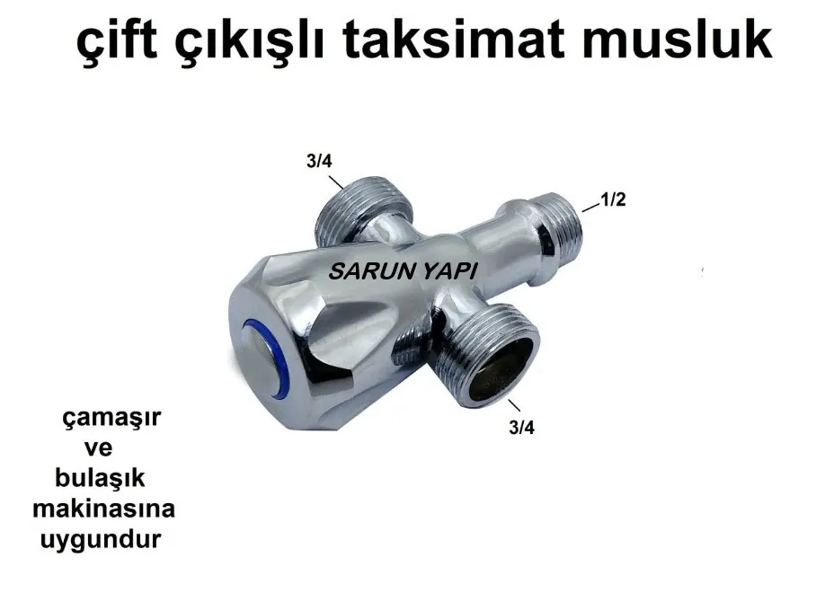 ÇİFT Çıkışlı Taksimat Musluğu KROM 2