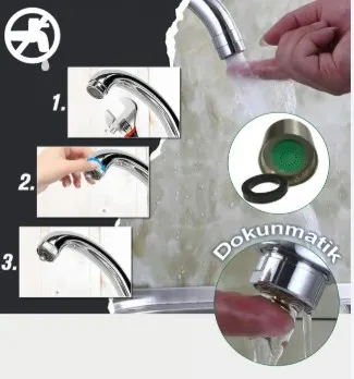 STAR - STOP Perlatör Dokunmatik TEK TUŞ Perlatör DIŞ DİŞ Pirinç - Erkek 3