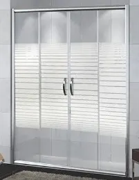 DUŞAKABİN 6mm CAM 2 SABİT 2 ÇALIŞIR 161-180 cm H:190cm - DESENLİ