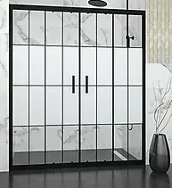 DUŞAKABİN 6mm CAM 2 SABİT 2 ÇALIŞIR 161-180 cm H:190cm - KAROLAJ DESENLİ CAM