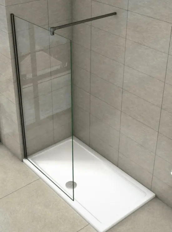 DUŞAKABİN 6mm ŞEFFAF CAM SABİT PANEL (KAPISIZ) 0 -100 cm - SİYAH PROFİL - GERGİ KOLU DAHİL