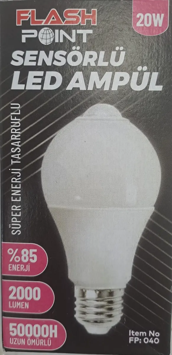 Flash Poınt E27 DUY Sensörlü LED Ampül 20 W 2000LM Beyaz IŞIK 3