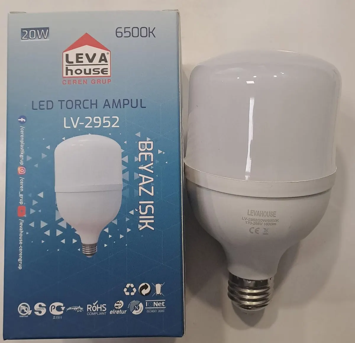 LEVA LED Ampul Torch E27 DUY 20 W 1800 LM Beyaz IŞIK 6500K Lv2952 2