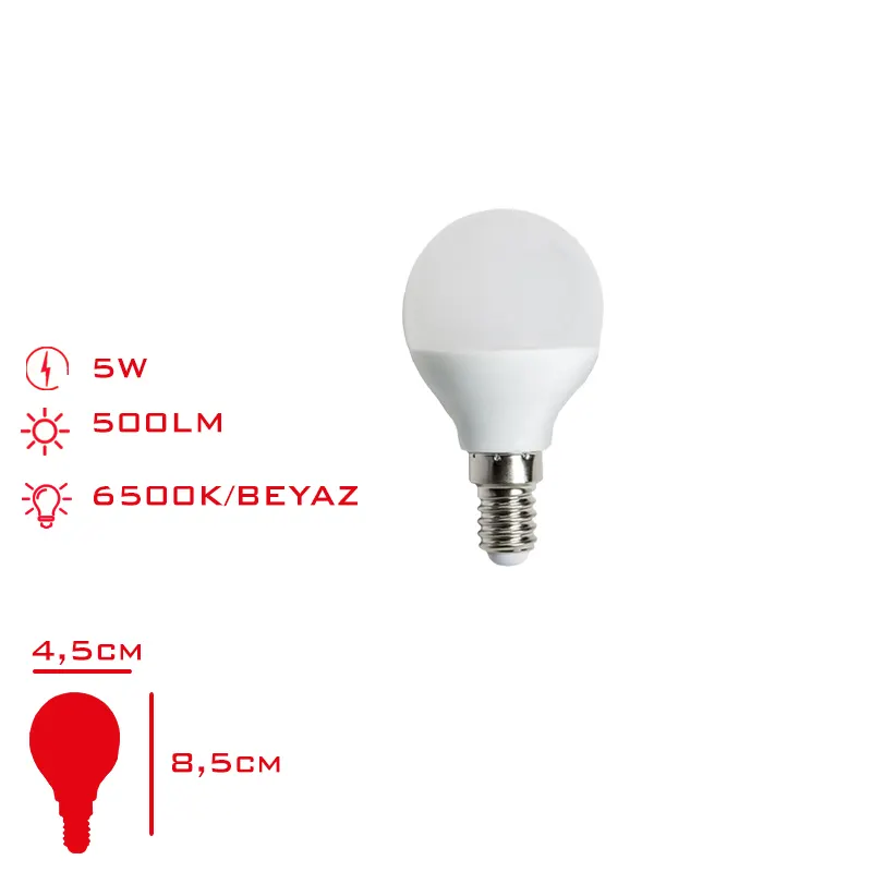 LEVA E14 DUY LED Ampül 5 W 500LM Beyaz IŞIK