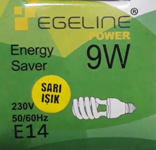 Egelıne Tasarruflu Ampul 9W E14 GÜN Işığı 2