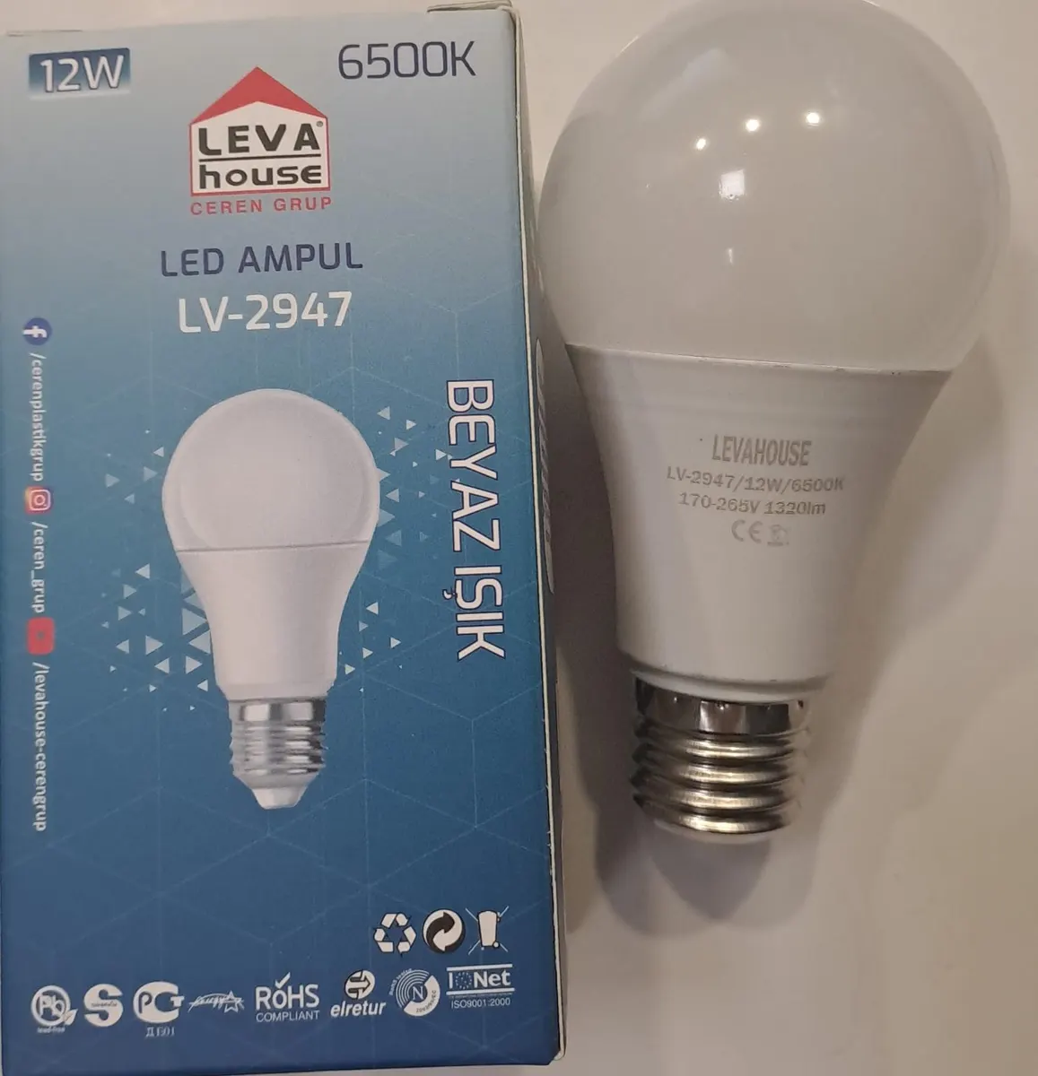 LEVA E27 DUY LED Ampul 12 W 1320 LM Beyaz IŞIK 6500K Lv-2947 2
