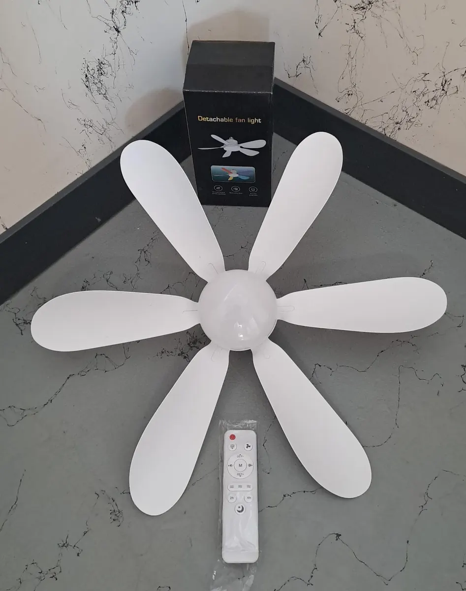 Detachable FAN Light Kumandalı 6 Kanat Pervane LED Ampul 3 RENK IŞIK MODU 24W E27 DUY 2