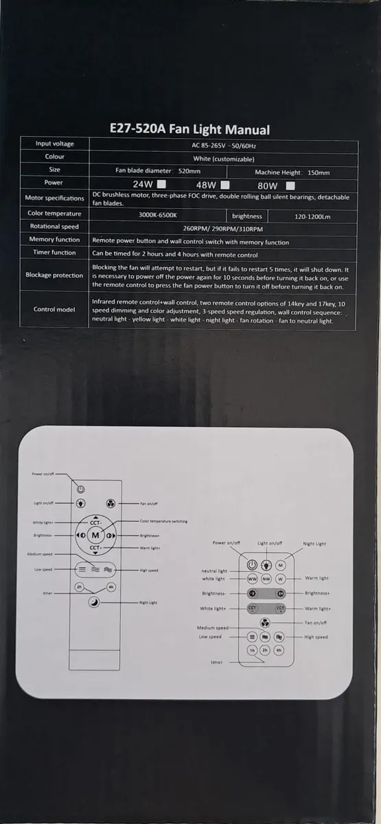 Detachable FAN Light Kumandalı 6 Kanat Pervane LED Ampul 3 RENK IŞIK MODU 24W E27 DUY 7