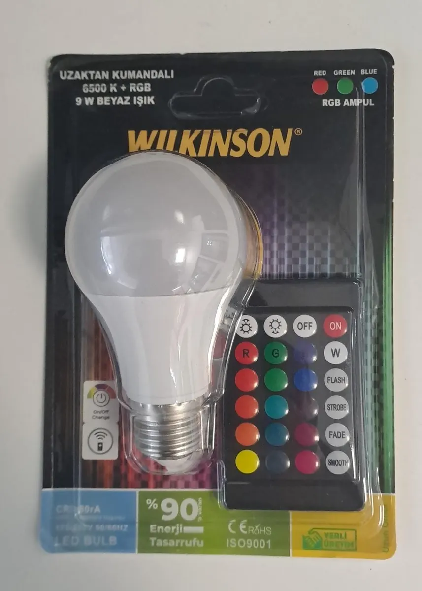 Wılkınson RGB LED Ampul Animasyonlu Uzaktan Kumandalı 6500K 9W Beyaz IŞIK Wlk-rgb-9w 3