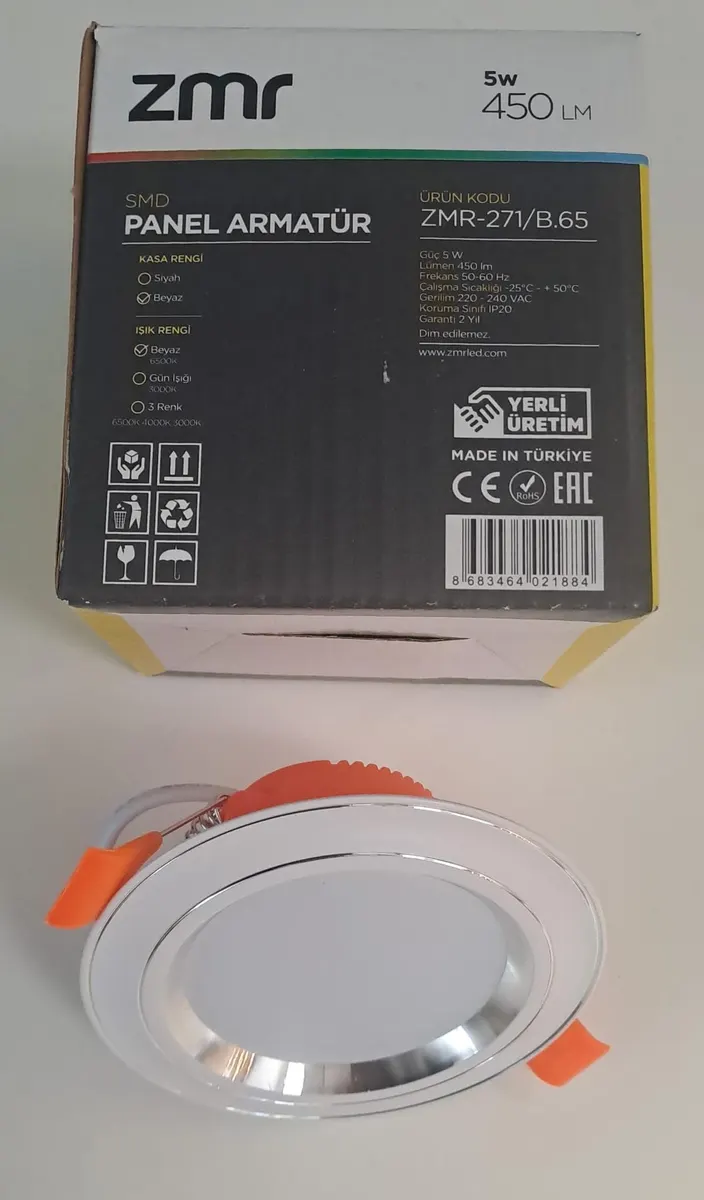 ZMR 5 WATT SMD LED SPOT KROM ÇİZGİ BEYAZ KASA BEYAZ IŞIK 450lm 6500K 3