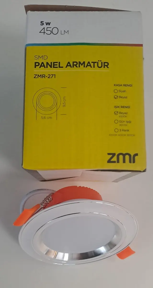 ZMR 5 WATT SMD LED SPOT KROM ÇİZGİ BEYAZ KASA BEYAZ IŞIK 450lm 6500K 4