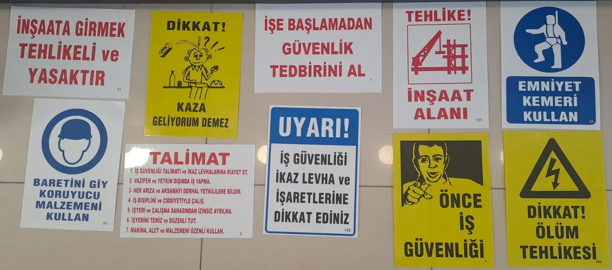 İNŞAAT İKAZ SETİ 10 LU - UYARI LEVHALARI SETİ ( 25 x 35 cm )