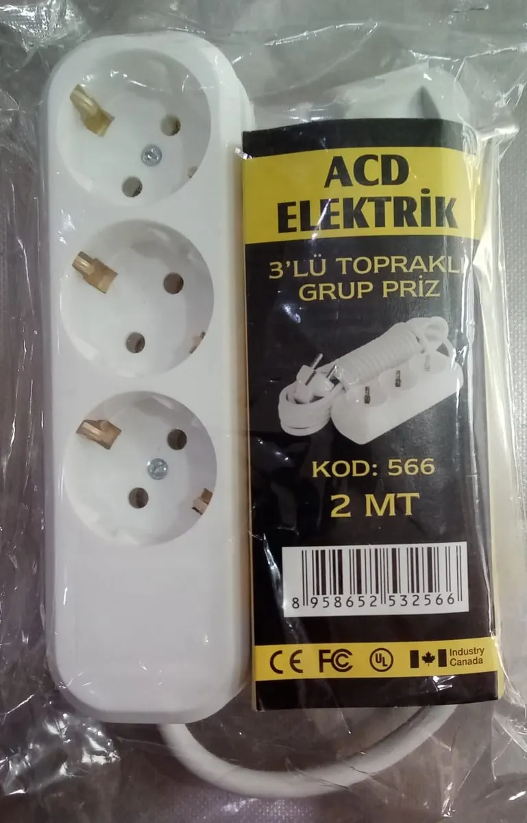 3 LÜ 2 Metre Topraklı GRUP PRİZ ( ACD Elektrik )