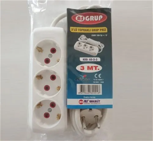 3 LÜ 3 Metre Topraklı GRUP PRİZ (asgrup)