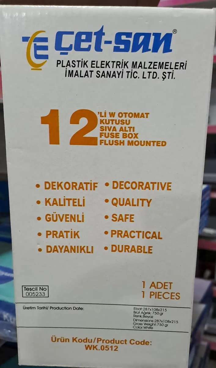 12 Lİ W. OTOMAT SİGORTA KUTUSU - SIVA ALTI SİGORTA KUTUSU ( 28 x 21,5 cm ) 2