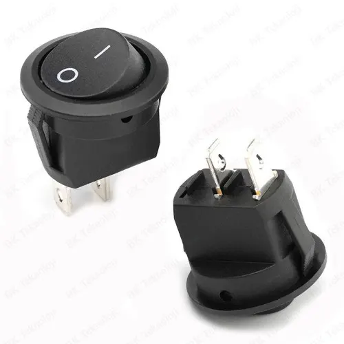 TEKLİ YUVARLAK PLASTİK SİYAH IŞIKSIZ ANAHTAR( 2 PİN ON/OFF ) 20mm