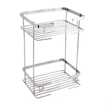 KROM.AKS ILGAZ SERİSİ KARE ŞAMPUANLIK - 304 KROM - İKİ KATLI 15x21cm h:35cm