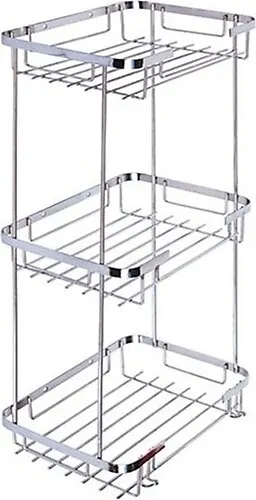 KROM.AKS ILGAZ SERİSİ KARE ŞAMPUANLIK - 304 KROM - ÜÇ KATLI 15x21cm h:55cm