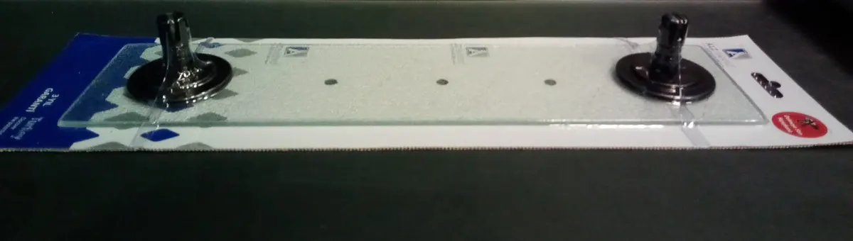 ALZ YAPIŞKANLI CAM ETEJER - ETAJER ( 40x10 cm ) - SİYAH STATİK BOYALI - VAKUMLU AMBALAJ ( YPS18 )